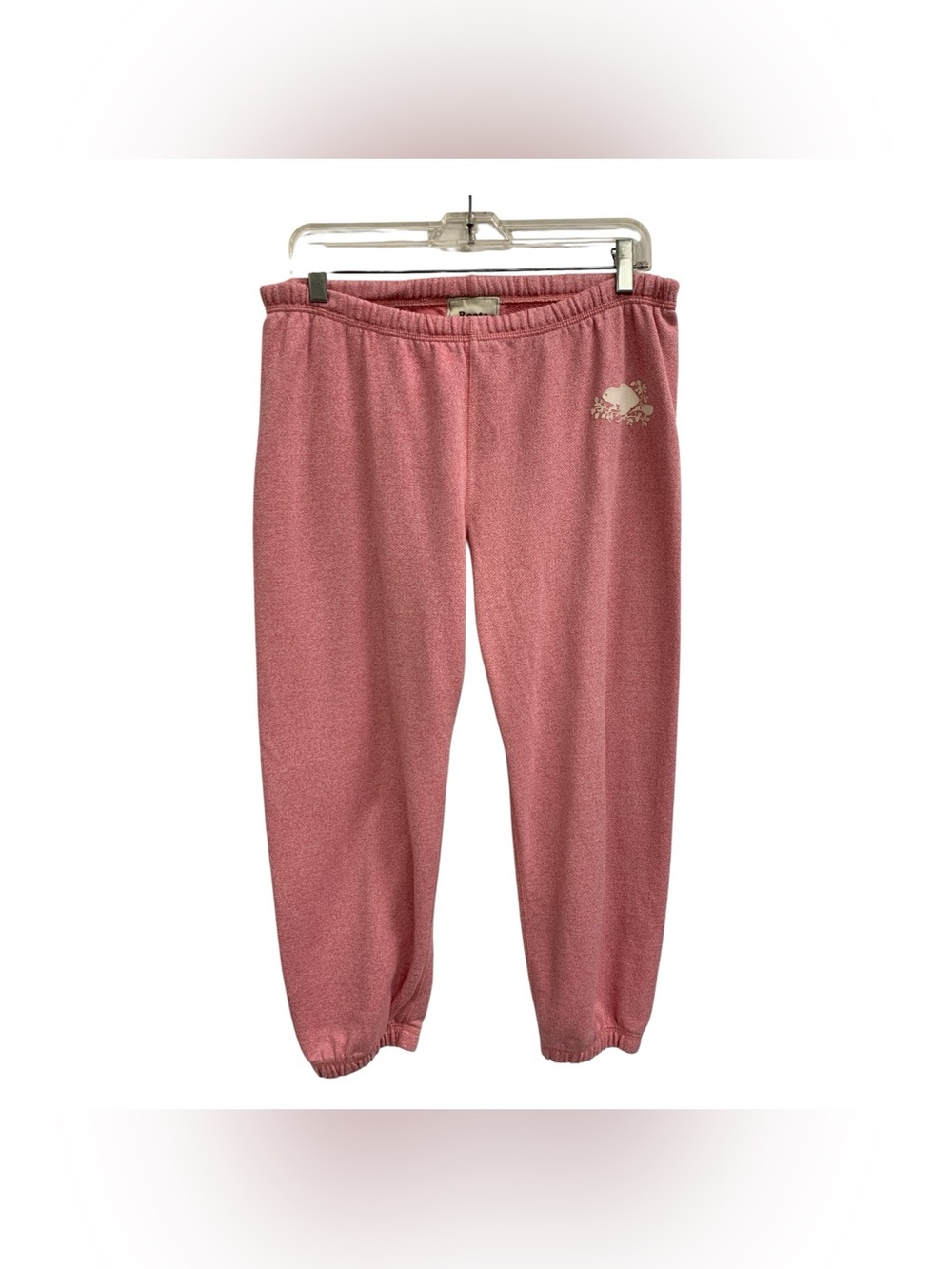 Roots Pink Fleece Joggers with Embroidered Logo Size S